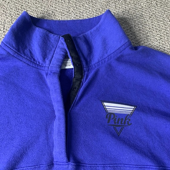 PINK Victoria's Secret Womens Sweater Size XS Blue T-Snap Button Up Pullover - Picture 2 of 11